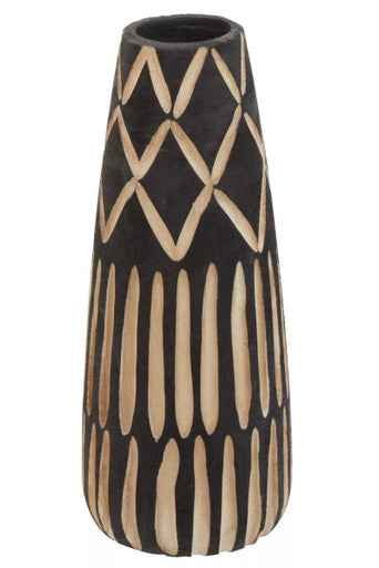 Arlo Small Engraved Wooden Vase.