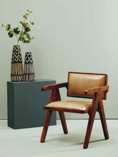 Arlo Small Engraved Wooden Vase.