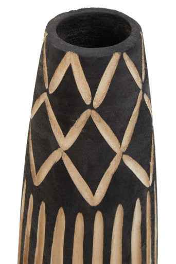 Arlo Small Engraved Wooden Vase.