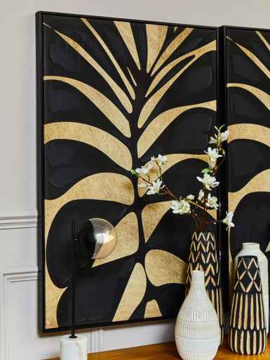 Arlo Large Wooden Engraved Vase In Black And Natural