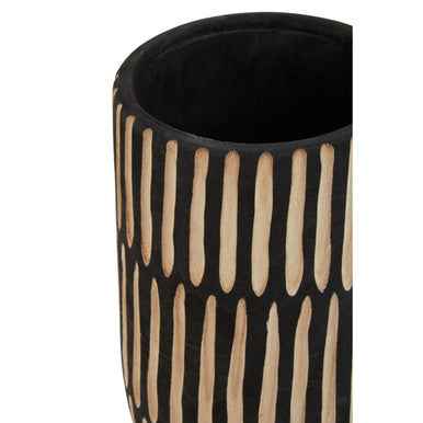 Arlo Large Natural And Black Wooden Vase