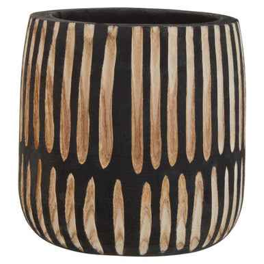 Arlo Small Engraved Natural And Black Planter