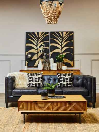 Arlo Small Engraved Natural And Black Planter