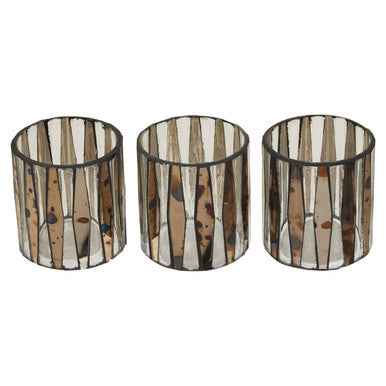 Gaia Set Of 3 Metallic Tealight Holders