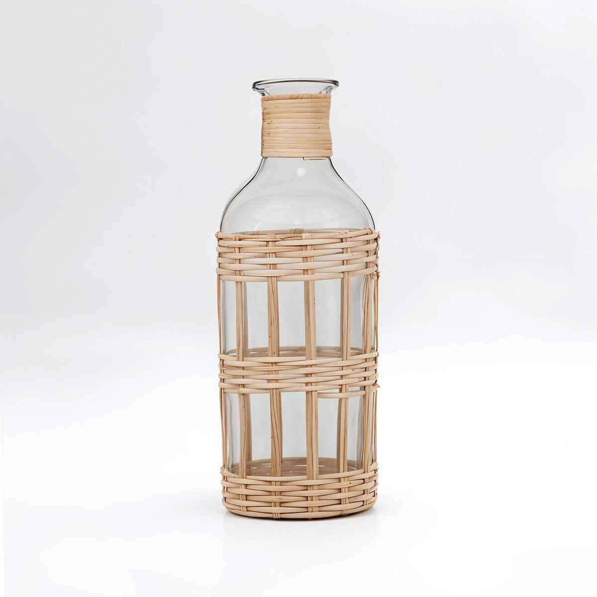 Kuta Natural Cane and Glass Large Vase