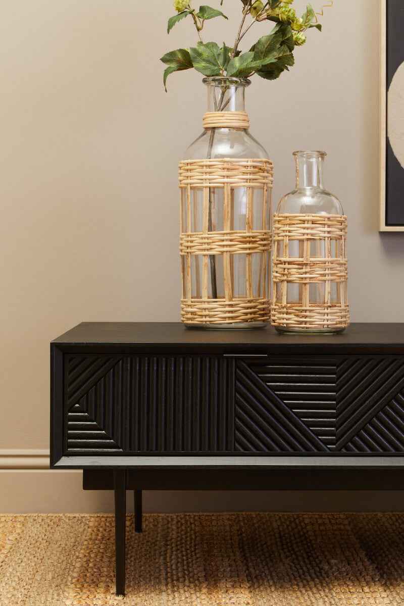 Kuta Natural Cane and Glass Large Vase