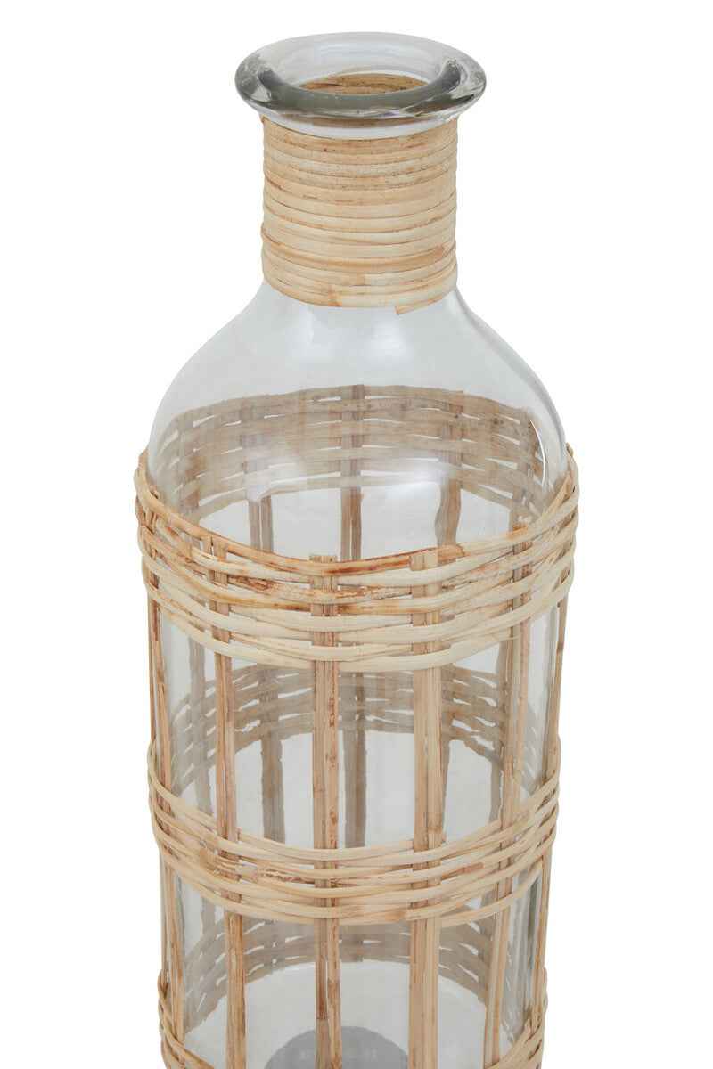 Kuta Natural Cane and Glass Large Vase