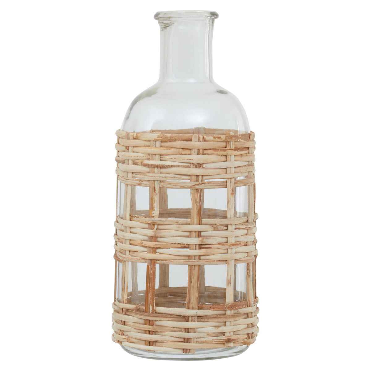 Kuta Natural Cane and Glass Small Vase