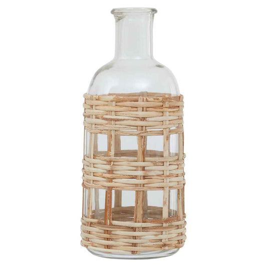 Kuta Natural Cane and Glass Small Vase