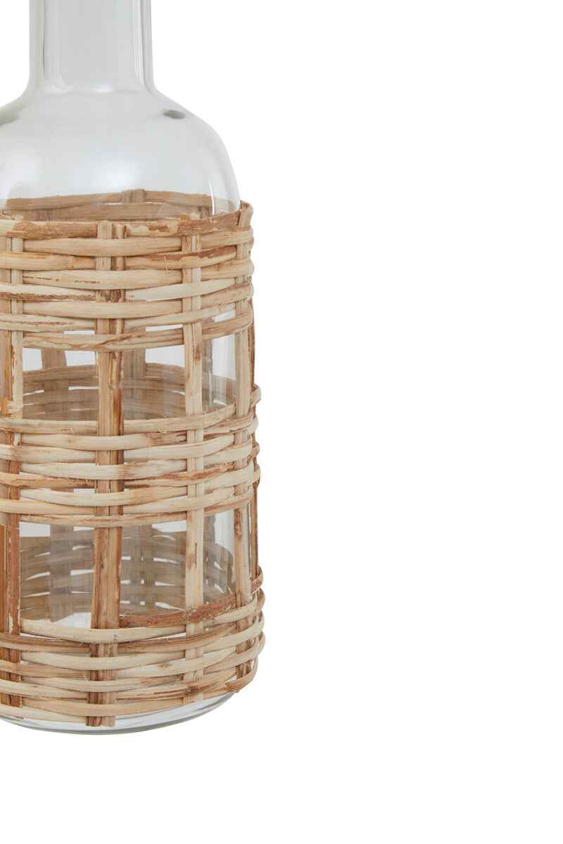 Kuta Natural Cane and Glass Small Vase