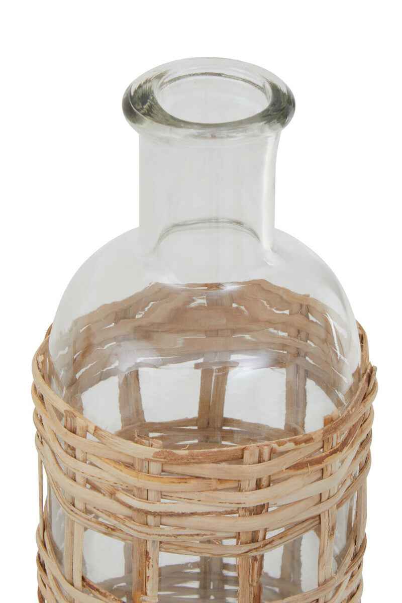Kuta Natural Cane and Glass Small Vase