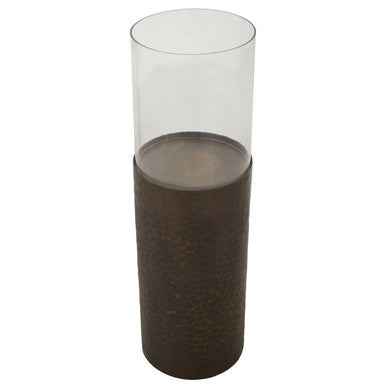 Akola Small Floor Standing Candle Holder In Antique Gold