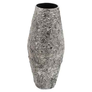 Akola Large Silver Textured Metal Vase
