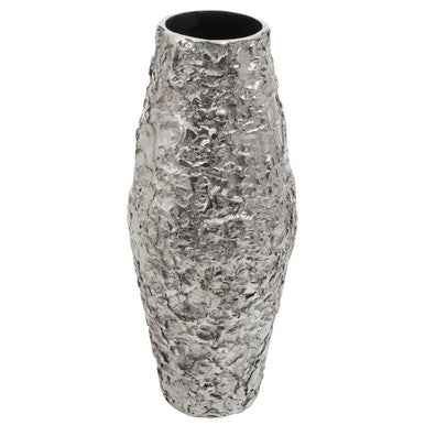 Akola Small Silver Textured Metal Vase