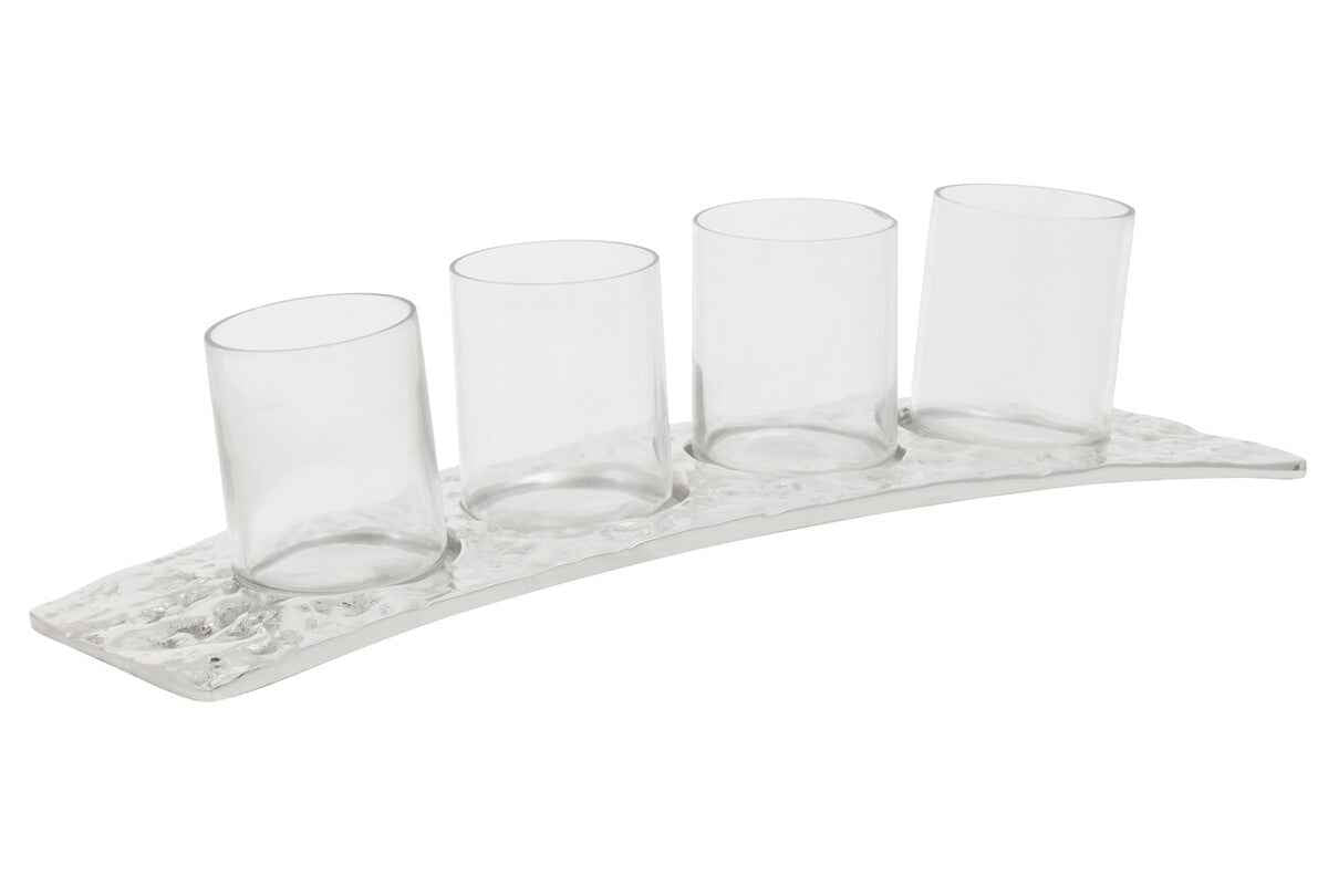 Akola Curved 4 Tealight Holder in Silver