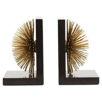 Mirano Set Of Two Gold Finish Starburst Bookends