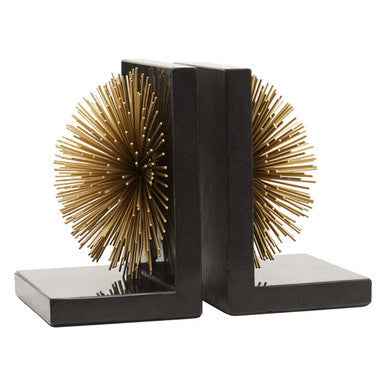 Mirano Set Of Two Gold Finish Starburst Bookends