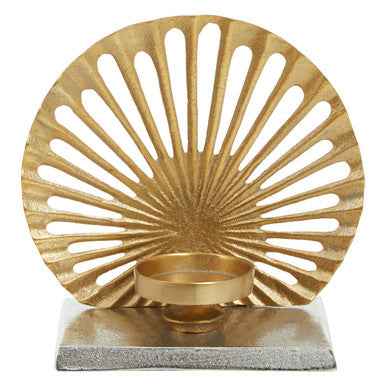 Dion Small Two Toned Silver and Gold Finish Candle Holder