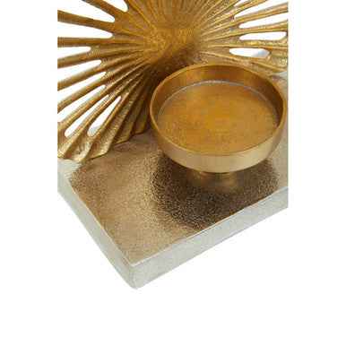 Dion Small Two Toned Silver and Gold Finish Candle Holder