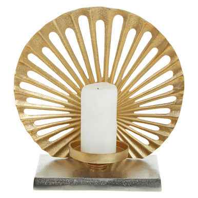 Dion Large Two Toned Silver and Gold Finish Candle Holder