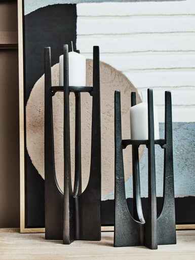 Dante Large Grey Finish Candle Holder