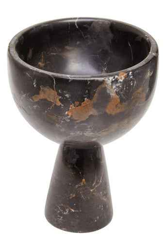 Salmo Small Black Marble Pedestal Bowl