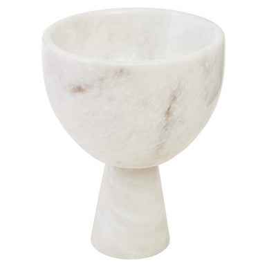 Salmo Small White Marble Pedestal Bowl