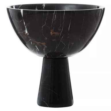 Salmo Large Black Marble Pedestal Bowl