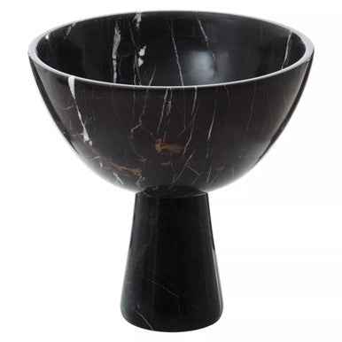 Salmo Large Black Marble Pedestal Bowl