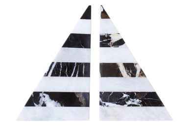 Soma Set of Two Black And White Striped Marble Bookends