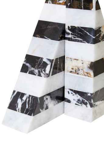 Soma Set of Two Black And White Striped Marble Bookends