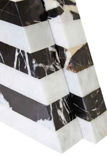 Soma Set of Two Black And White Striped Marble Bookends