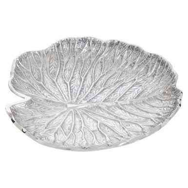 Salma Small Silver Finish Lotus Leaf Plate.