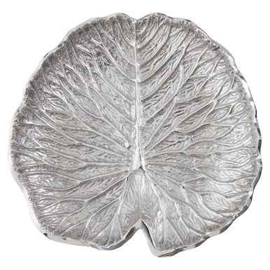 Salma Small Silver Finish Lotus Leaf Plate.