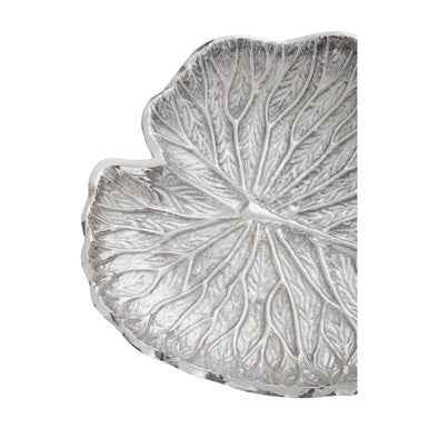 Salma Small Silver Finish Lotus Leaf Plate.