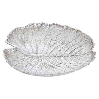 Salma Large Silver Finish Lotus Leaf Plate.