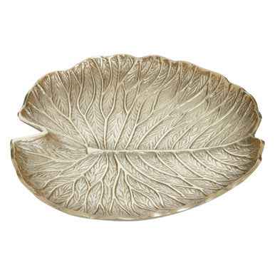 Salma Large Gold Finish Lotus Leaf Plate.