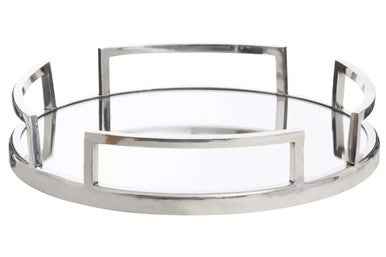 Cruzar Silver Finish Mirrored Tray