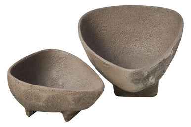 Deriva Set Of 2 Textured Grey Bowls