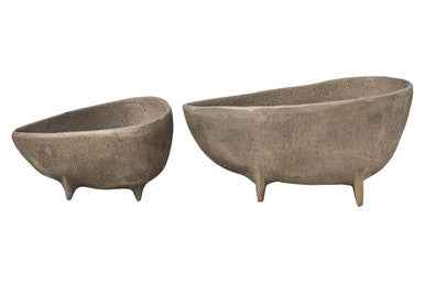 Deriva Set Of 2 Textured Grey Bowls