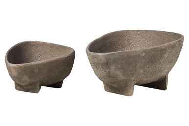 Deriva Set Of 2 Textured Grey Bowls