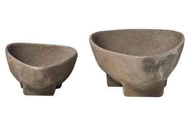 Deriva Set Of 2 Textured Grey Bowls