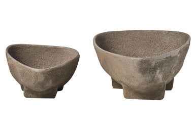 Deriva Set Of 2 Textured Grey Bowls
