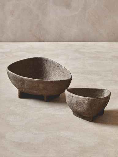 Deriva Set Of 2 Textured Grey Bowls