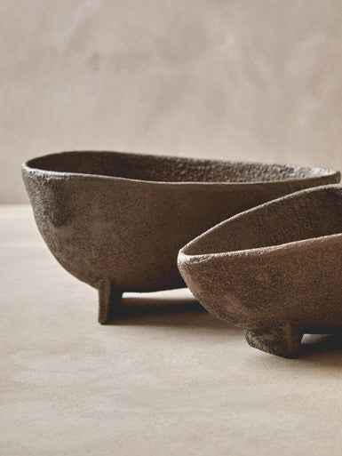 Deriva Set Of 2 Textured Grey Bowls