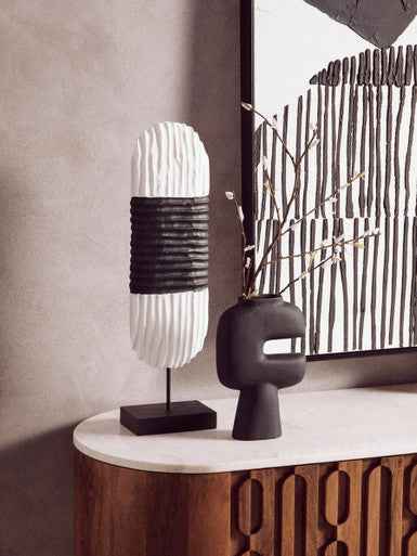 Fidel Black and White Mango Wood Oblong Sculpture