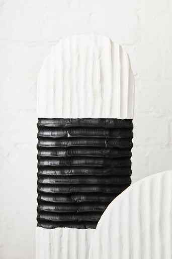 Fidel Black and White Mango Wood Oblong Sculpture