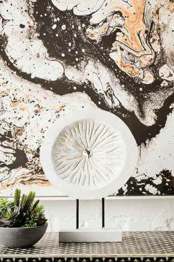 Fidel Small Distressed White Mango Wood Sculpture