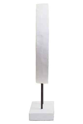 Fidel Distressed White Carved Wood Large Round Sculpture