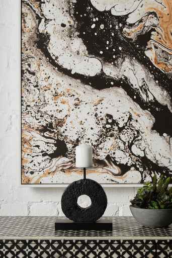 Fidel Small Charred Black Mango Wood Log Candle Holder